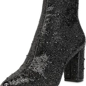 Betsey Johnson Glittering Black Heeled Boots